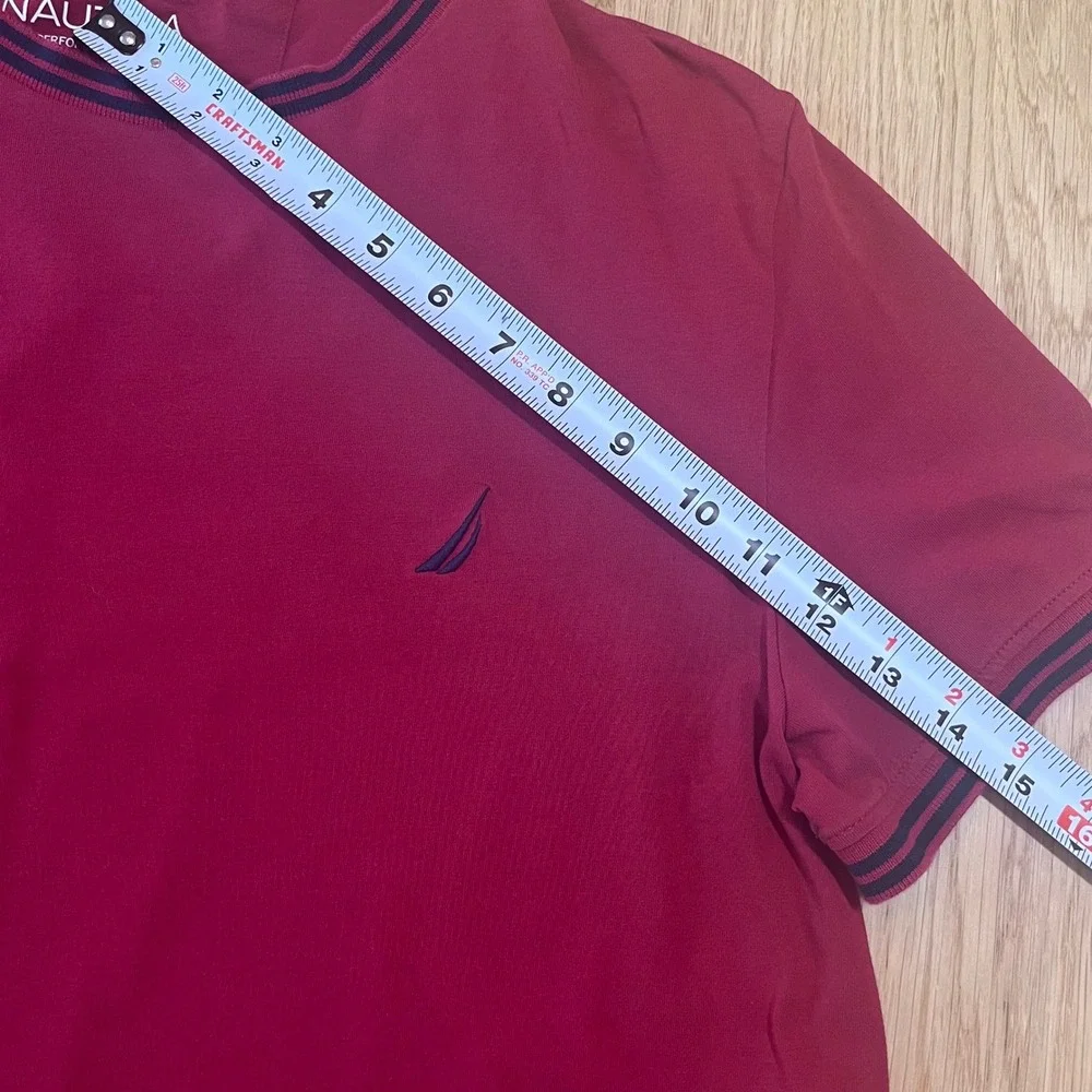 Nautica Performance Tee Mens Large Red Short Sleeve‎ Preppy Sporty Shirt